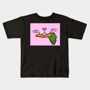 Bunny Mouth With Carrot Face Mask (Pink) Kids T-Shirt